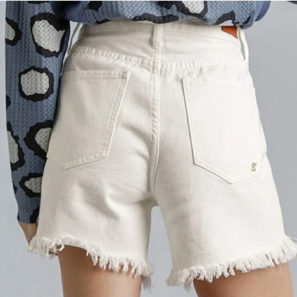 High Rise Denim Shorts Relaxed Fit White Junior Sz 5